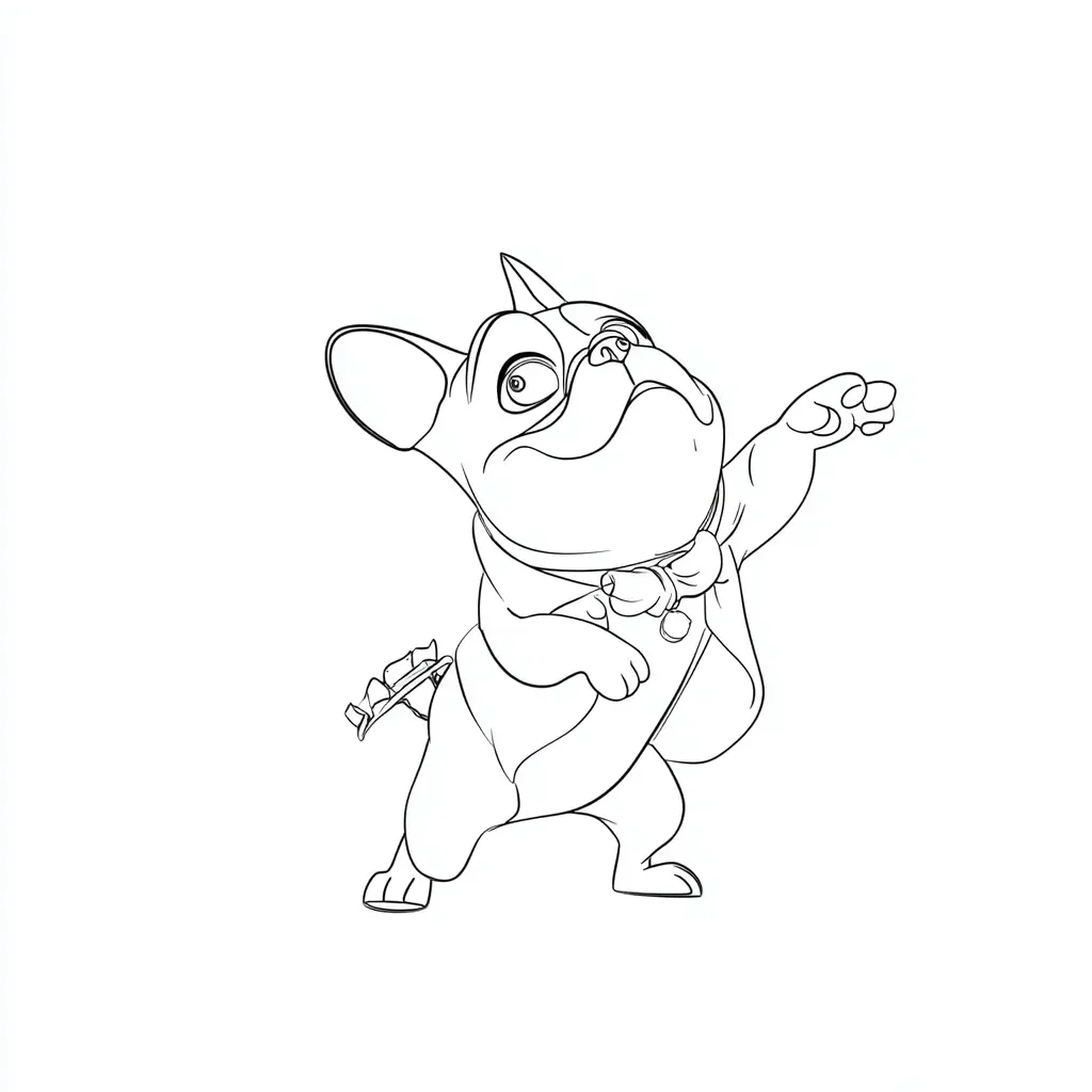 Dibujo de bulldog francés con frac para colorear Dibujo de bulldog francés con frac para colorear