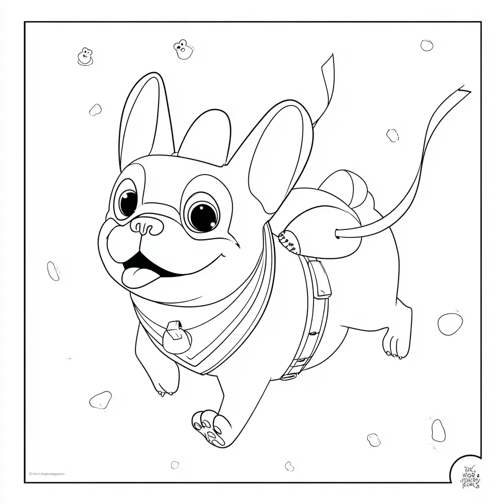 Dibujo de viñeta de bulldog francés para colorear Dibujo de viñeta de bulldog francés para colorear