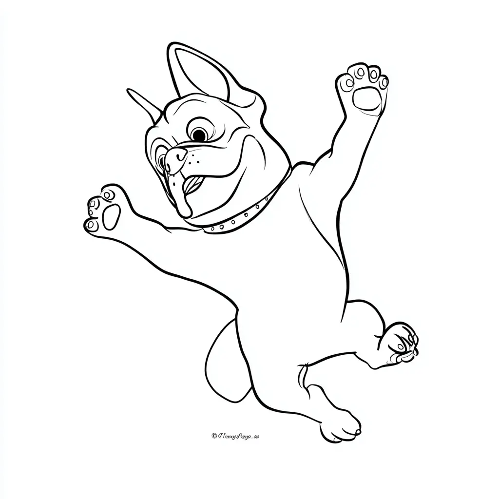Dibujo de bulldog francés cartoon bailando para colorear Dibujo de bulldog francés cartoon bailando para colorear