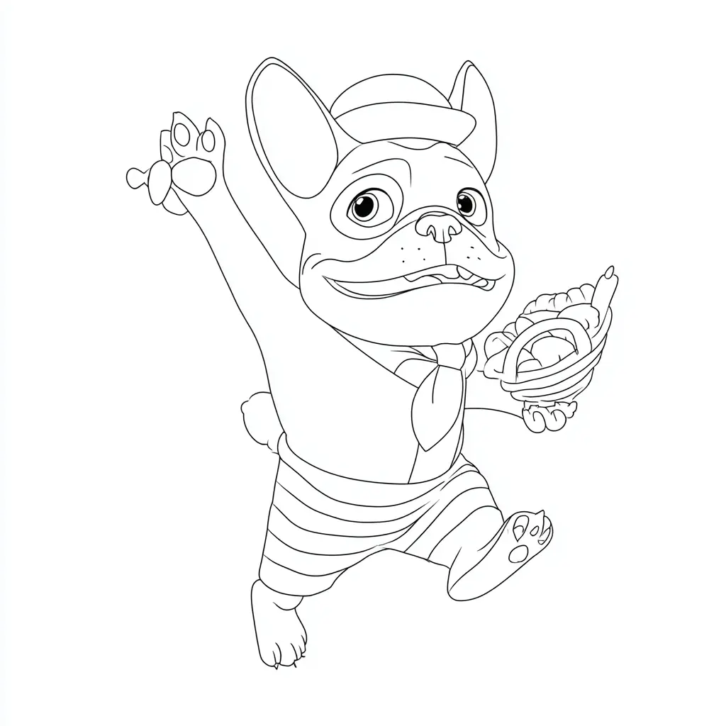 Dibujo de bulldog francés cartoon marinero para colorear Dibujo de bulldog francés cartoon marinero para colorear