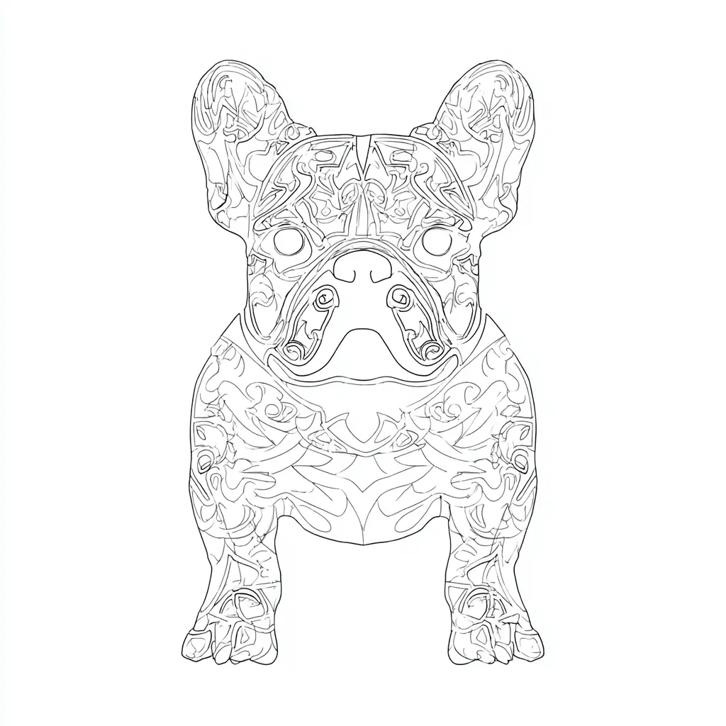 Dibujo de bulldog francés artístico para colorear Dibujo de bulldog francés artístico para colorear