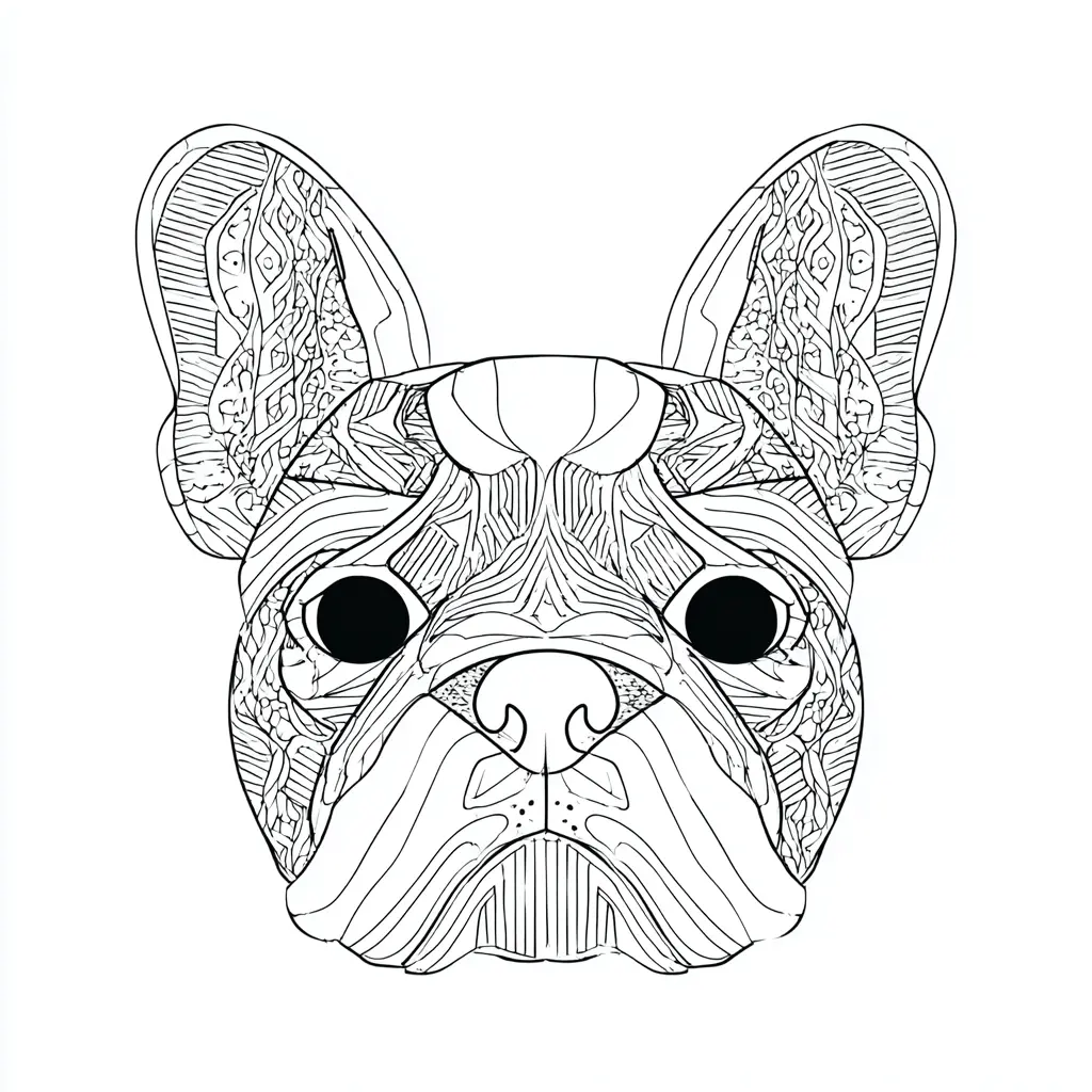 Dibujo de cabeza zentangle de bulldog francés para colorear Dibujo de cabeza zentangle de bulldog francés para colorear