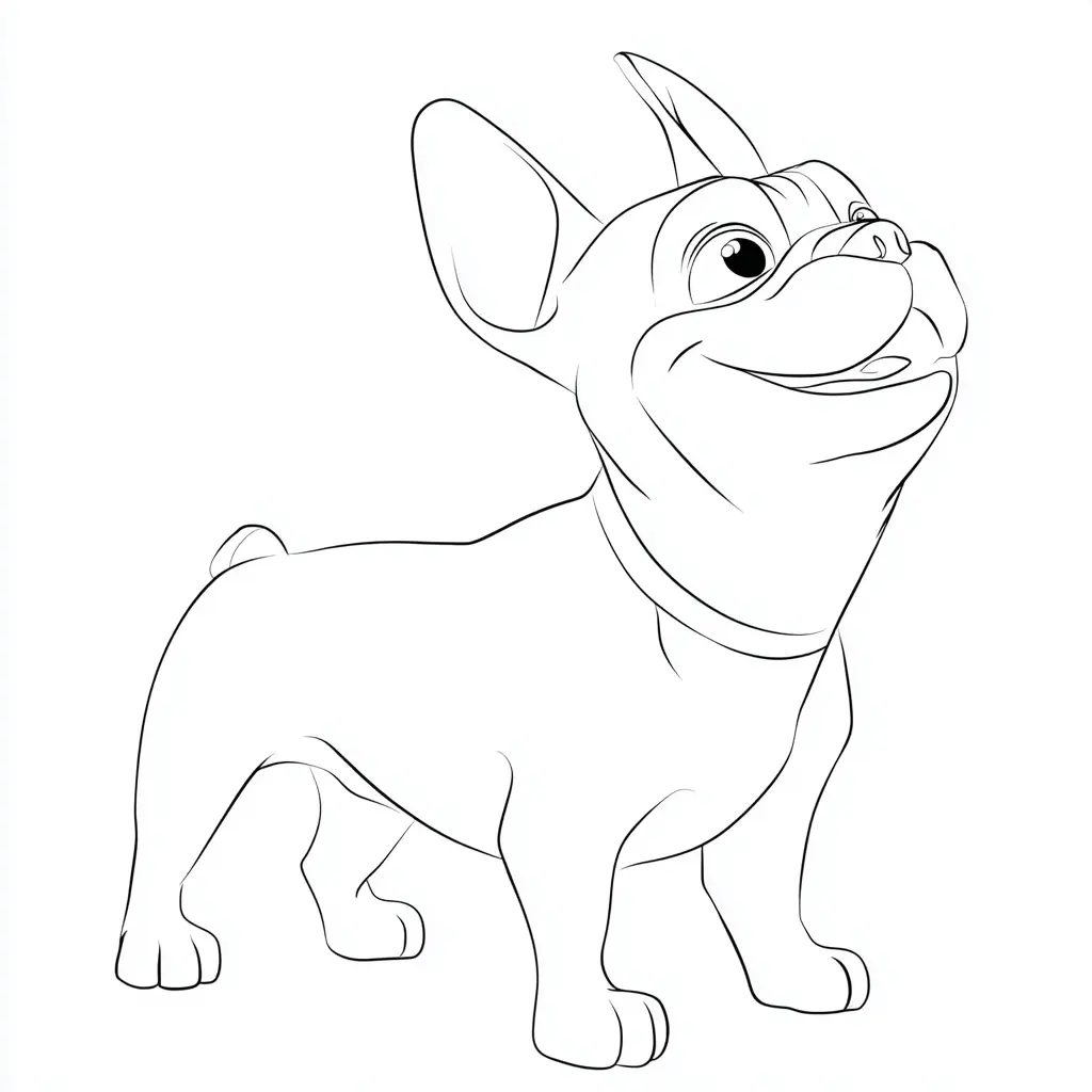 Dibujo de bulldog francés amigable para colorear Dibujo de bulldog francés amigable para colorear