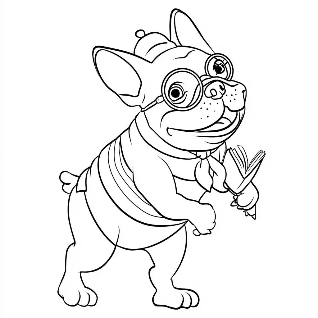 Dibujo de bulldog francés cartoon lector para colorear Dibujo de bulldog francés cartoon lector para colorear
