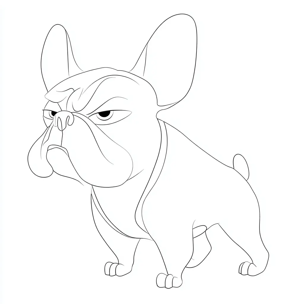 Dibujo de bulldog francés gruñón para colorear Dibujo de bulldog francés gruñón para colorear