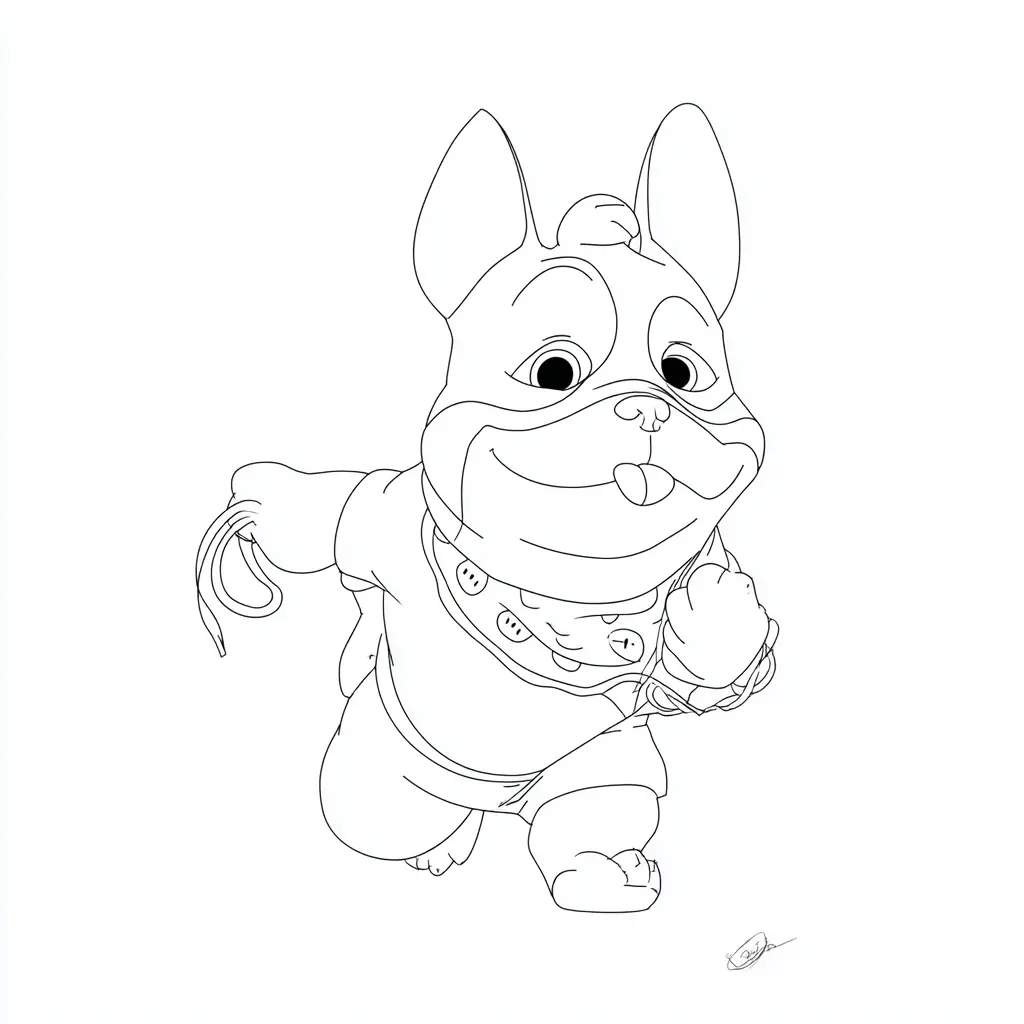 Dibujo de bulldog francés animado para colorear Dibujo de bulldog francés animado para colorear