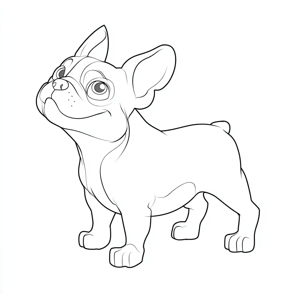 Dibujo de bulldog francés adorable para colorear Dibujo de bulldog francés adorable para colorear