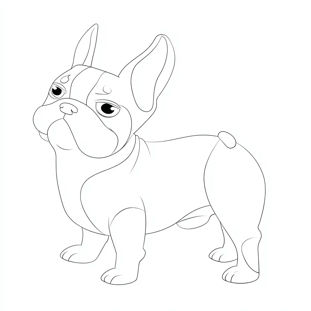 Dibujo de figura simple de bulldog francés para colorear Dibujo de figura simple de bulldog francés para colorear