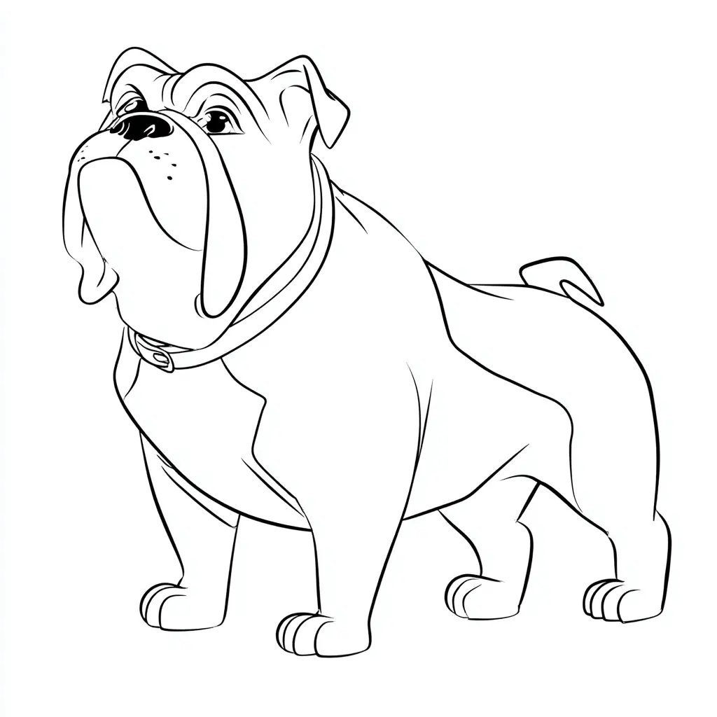 Dibujo de bulldog inglés estilo cartoon para colorear