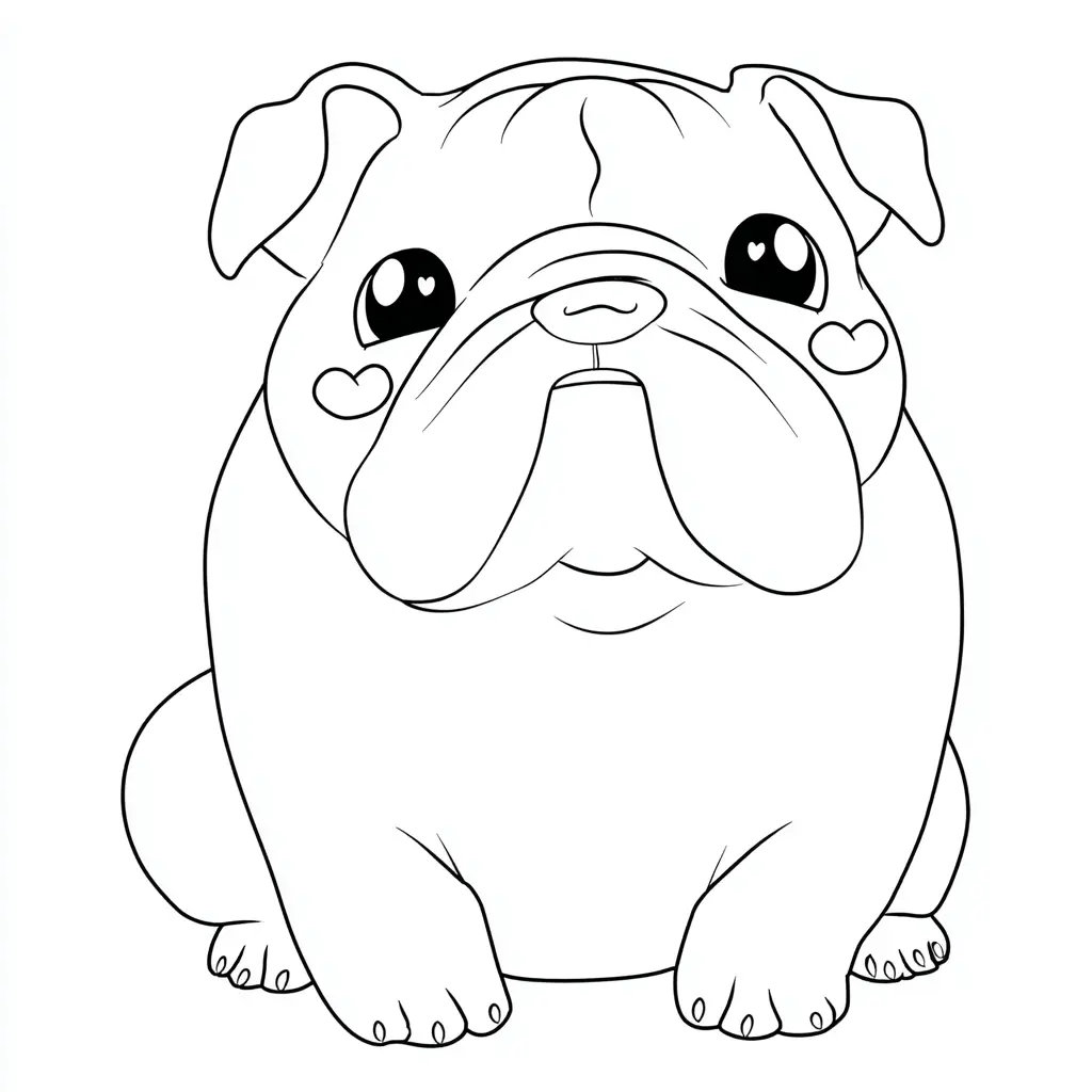 Dibujo de bulldog inglés estilo kawaii para colorear