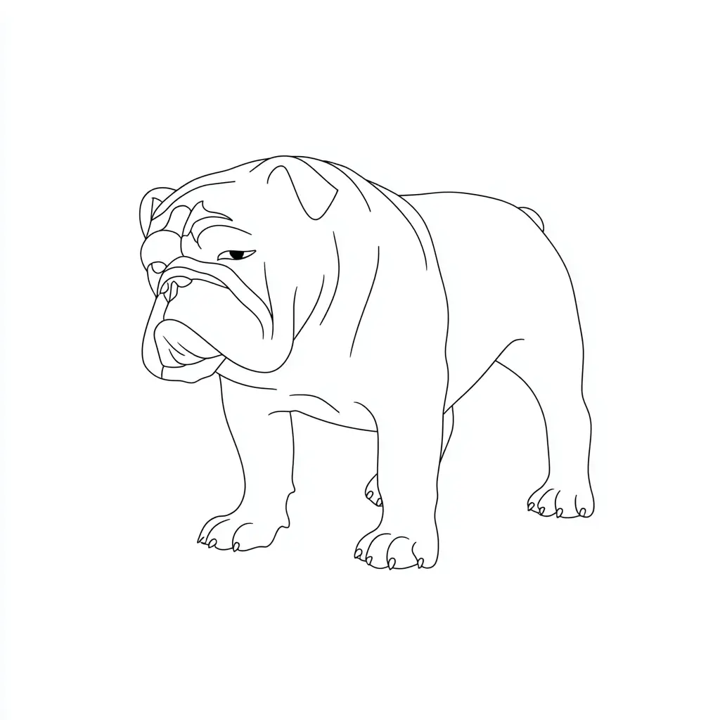 Dibujo de bulldog inglés con línea fina para colorear
