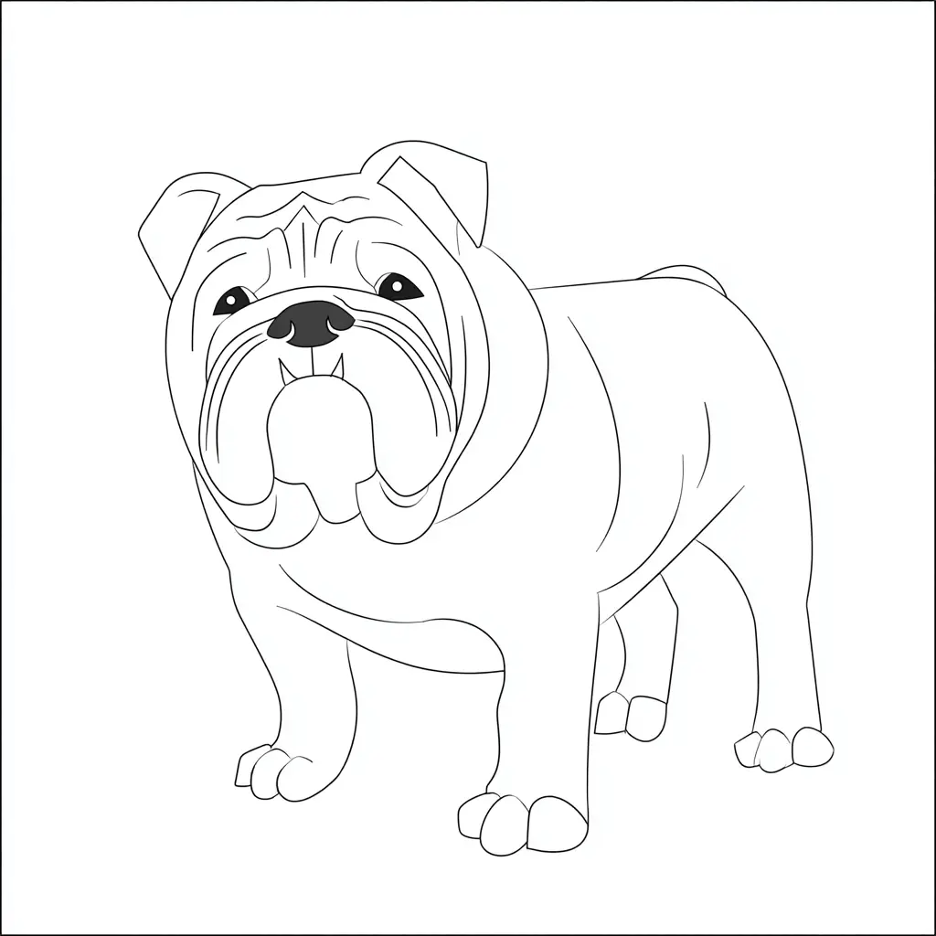Dibujo de bulldog inglés estilo simple para colorear