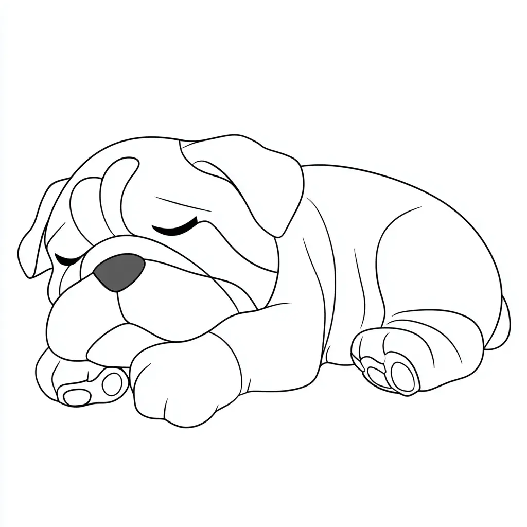 Dibujo de bulldog inglés dormilón para colorear