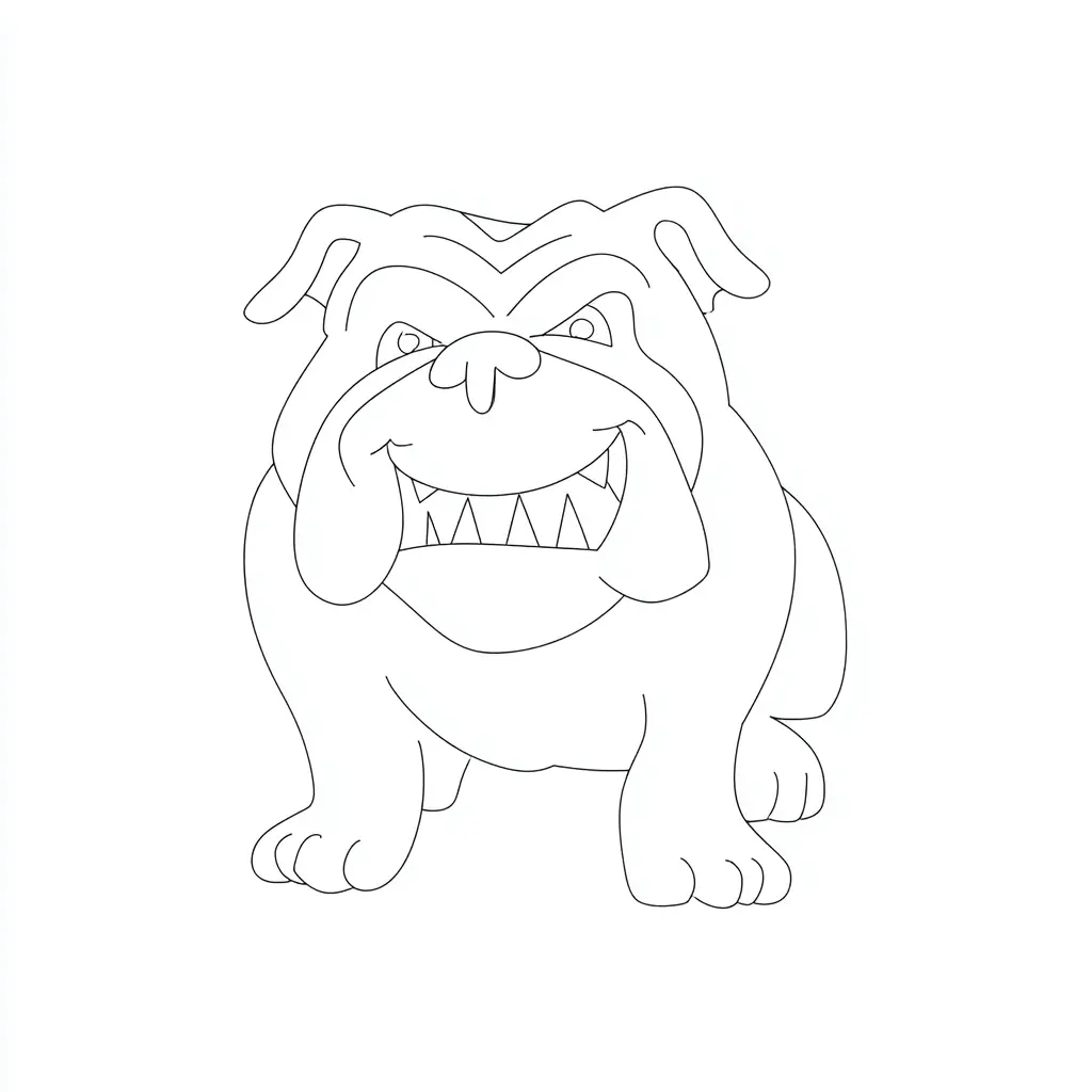 Dibujo de caricatura simple de bulldog inglés para colorear
