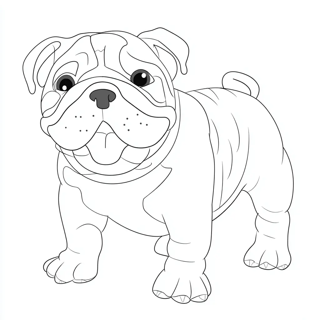 Dibujo de bulldog inglés de línea continua para colorear