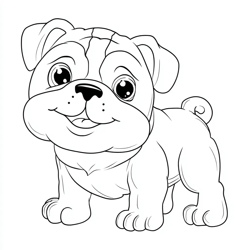 Dibujo de cachorro bulldog inglés chibi para colorear