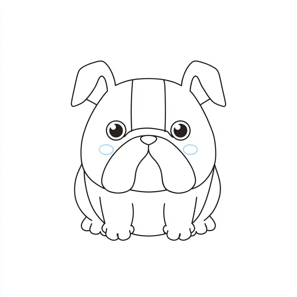 Dibujo de cachorro bulldog inglés kawaii para colorear