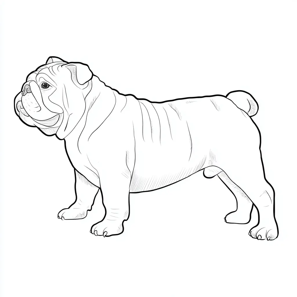Dibujo de perfil grueso de bulldog inglés para colorear