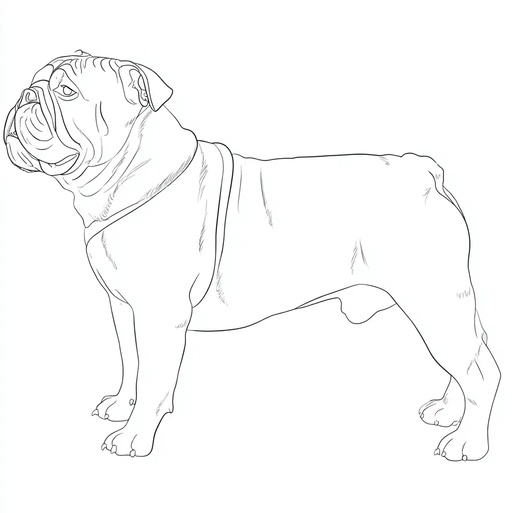 Dibujo de perfil fino de bulldog inglés para colorear
