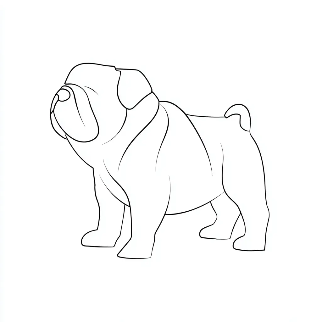 Dibujo de perfil infantil de bulldog inglés para colorear
