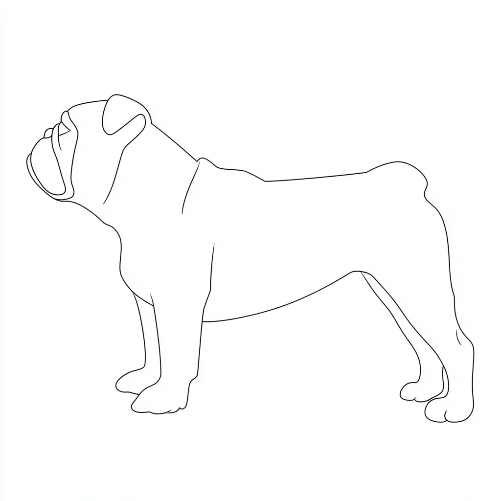 Dibujo de contorno fino de bulldog inglés para colorear