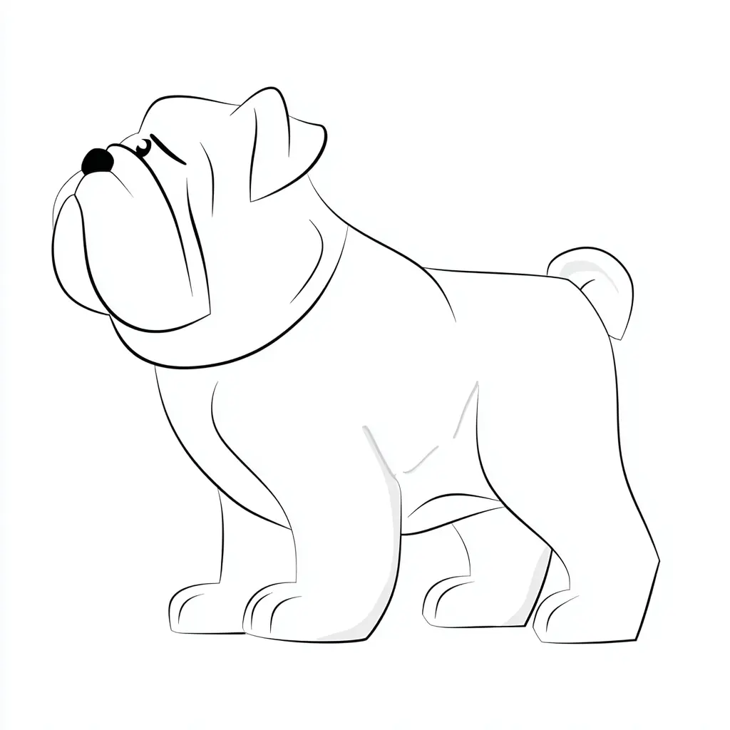 Dibujo de caricatura de perfil de bulldog inglés para colorear