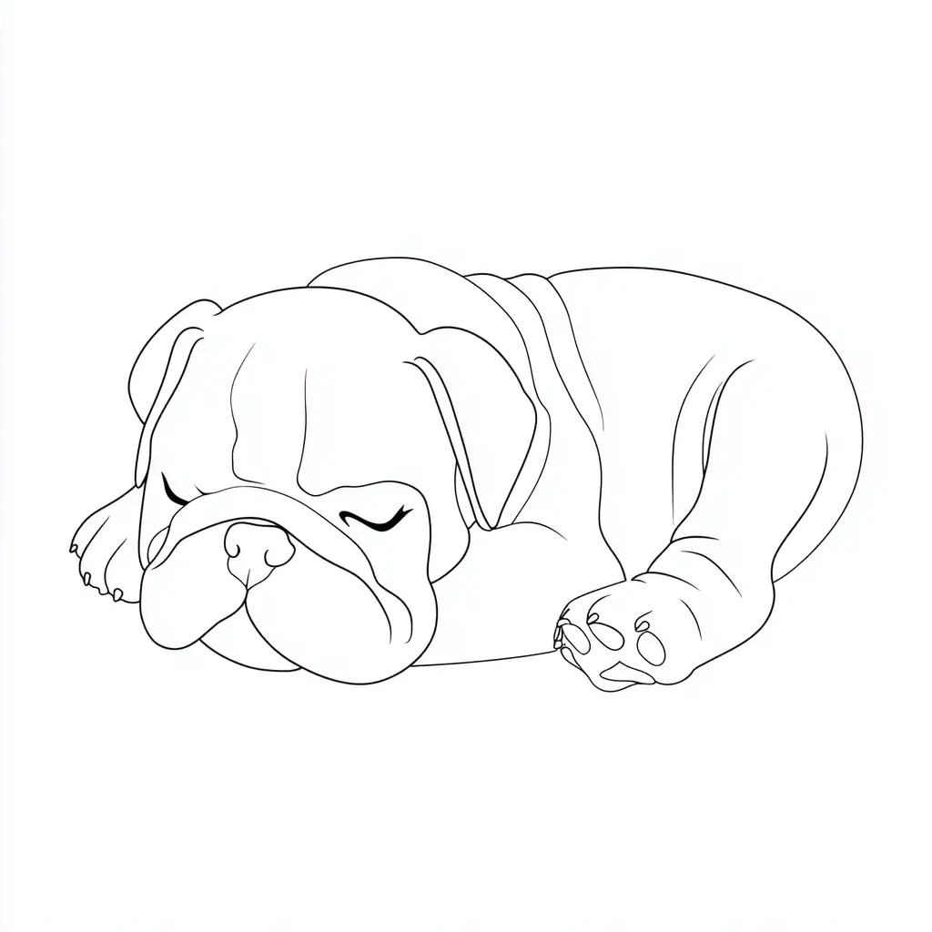 Dibujo de bulldog inglés durmiendo para colorear