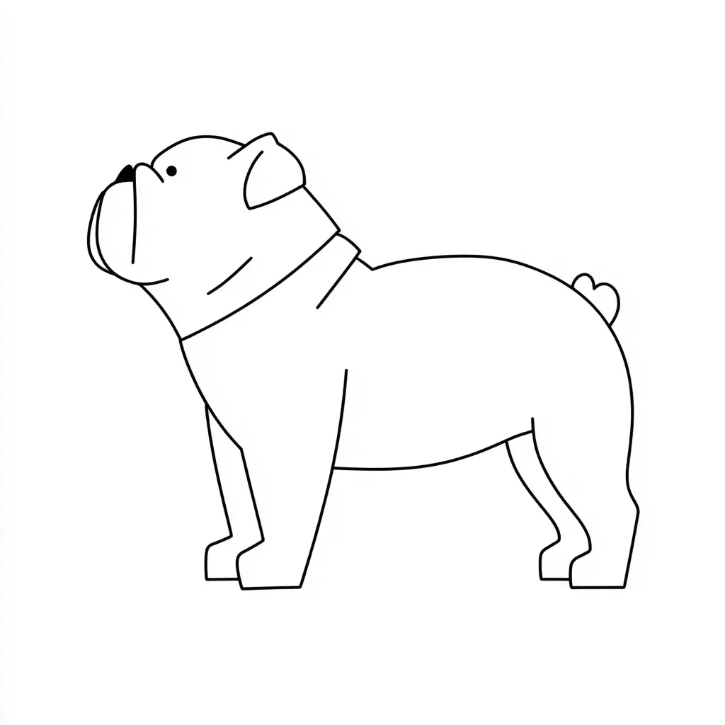 Dibujo de perfil redondeado de bulldog inglés para colorear