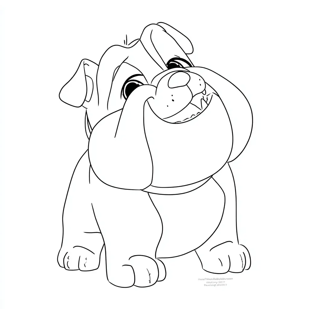 Dibujo de bulldog inglés de dibujos animados para colorear