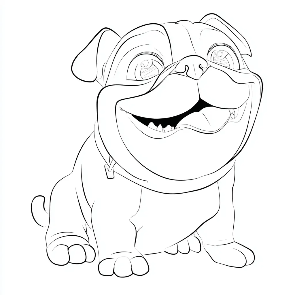Dibujo de caricatura cómica de bulldog inglés para colorear