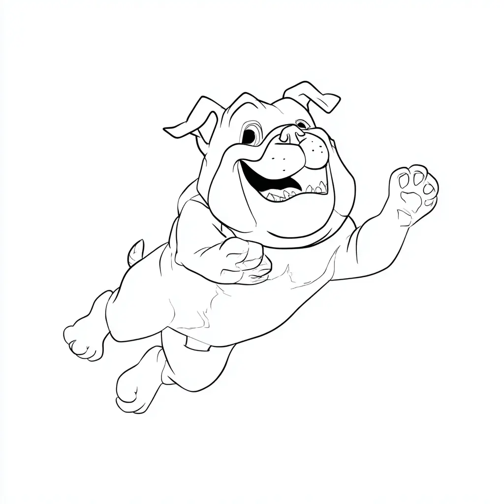 Dibujo de bulldog inglés animado saltando para colorear