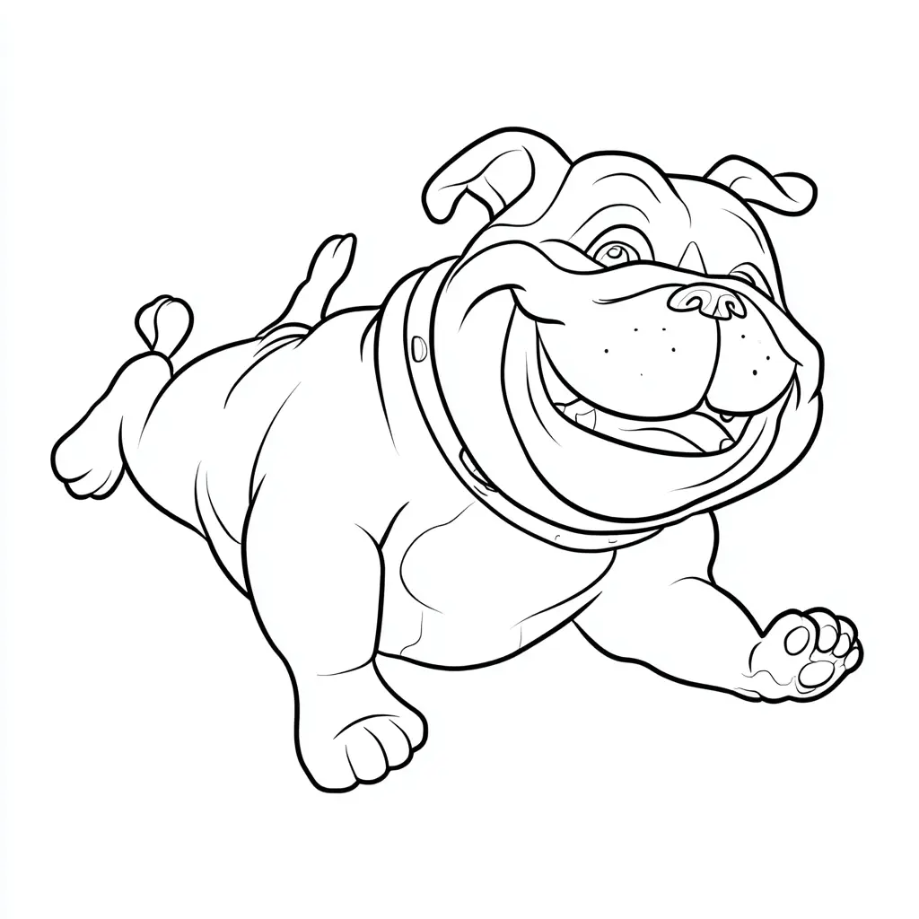 Dibujo de bulldog inglés animado dinámico para colorear