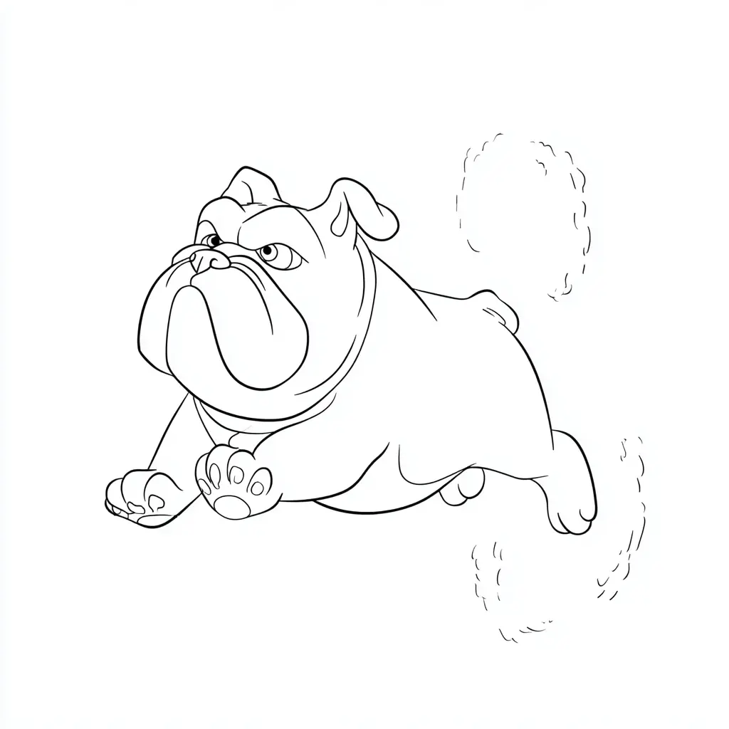 Dibujo de bulldog inglés cartoon corriendo para colorear