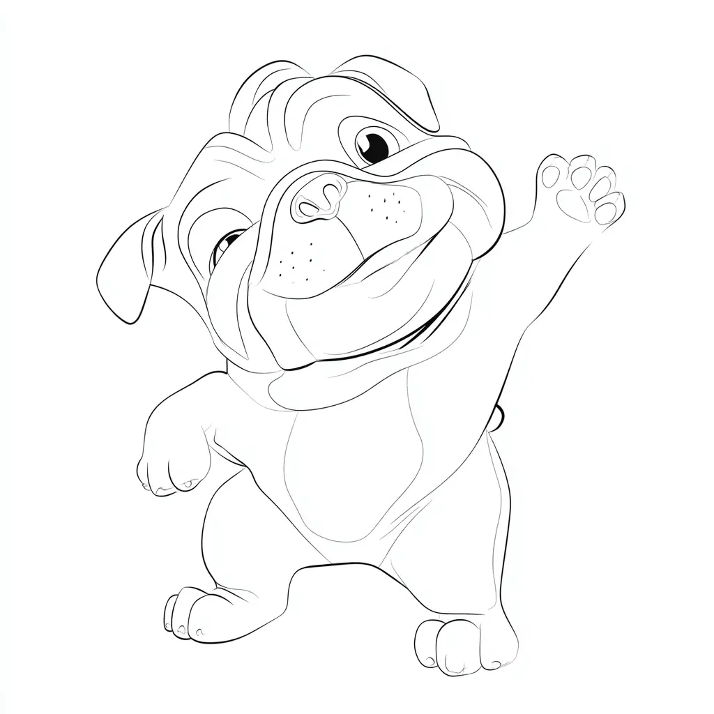 Dibujo de caricatura humorística de bulldog inglés para colorear