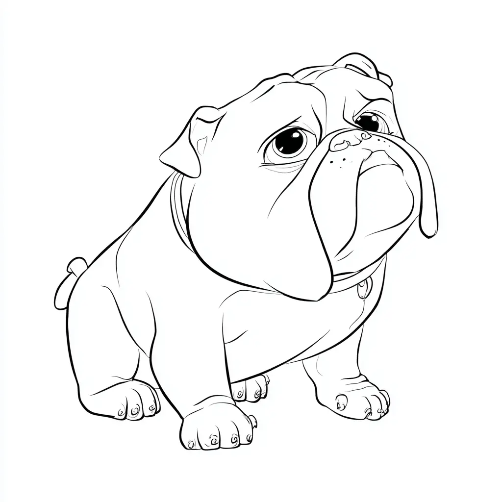 Dibujo de perro bulldog inglés cartoon para colorear