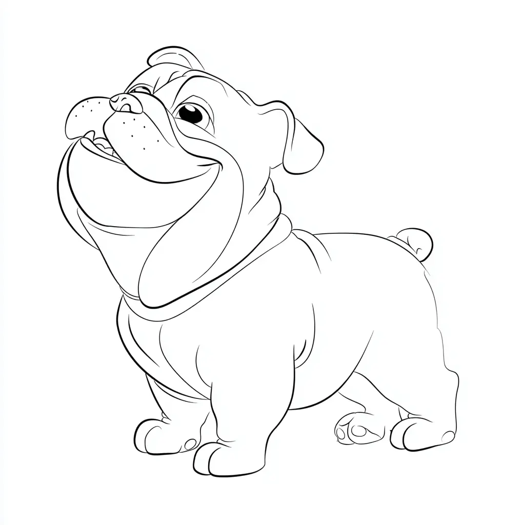 Dibujo de bulldog inglés caricaturesco para colorear