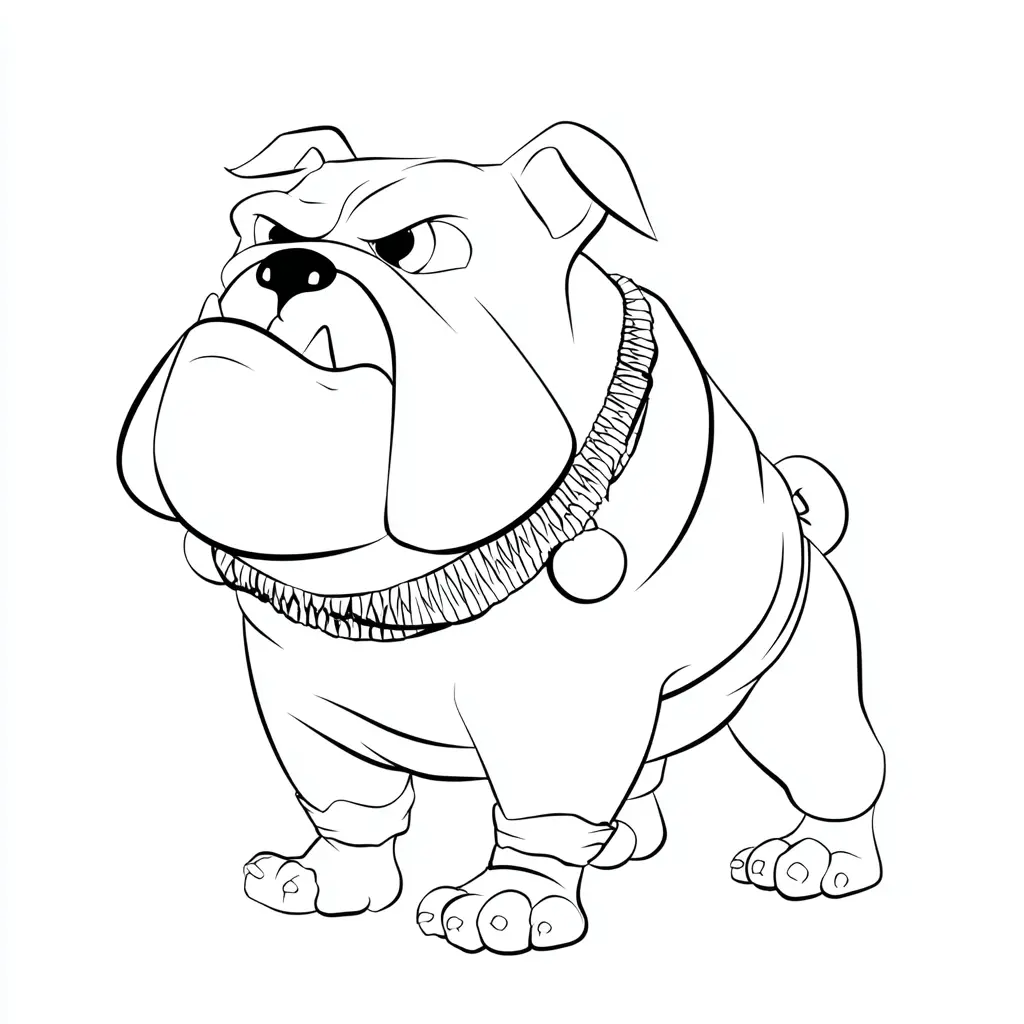 Dibujo de bulldog inglés enseñando colmillos para colorear