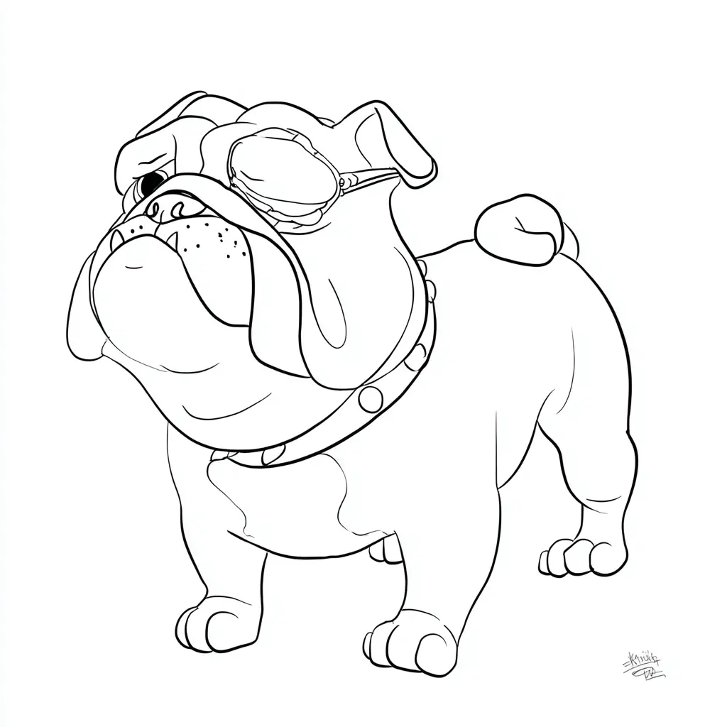 Dibujo de bulldog inglés con parche para colorear