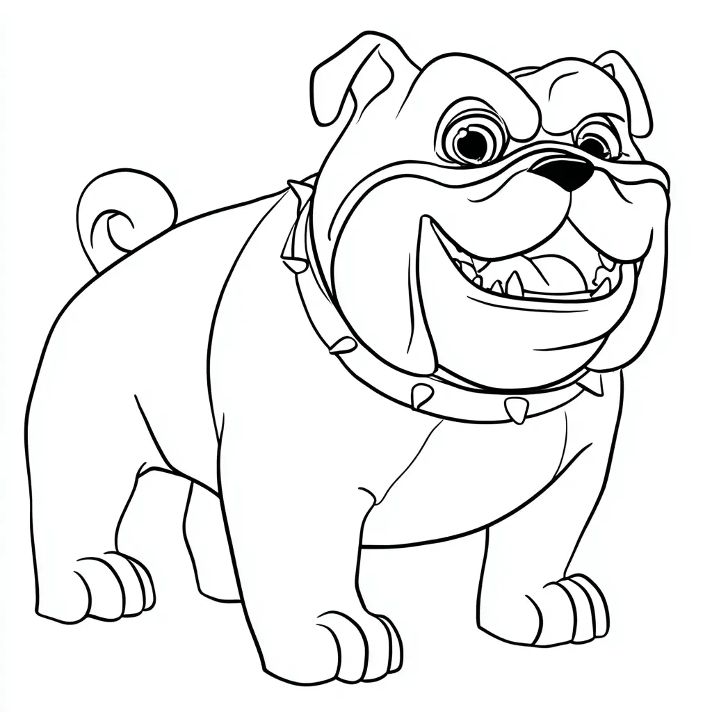 Dibujo de bulldog inglés con collar de pinchos para colorear
