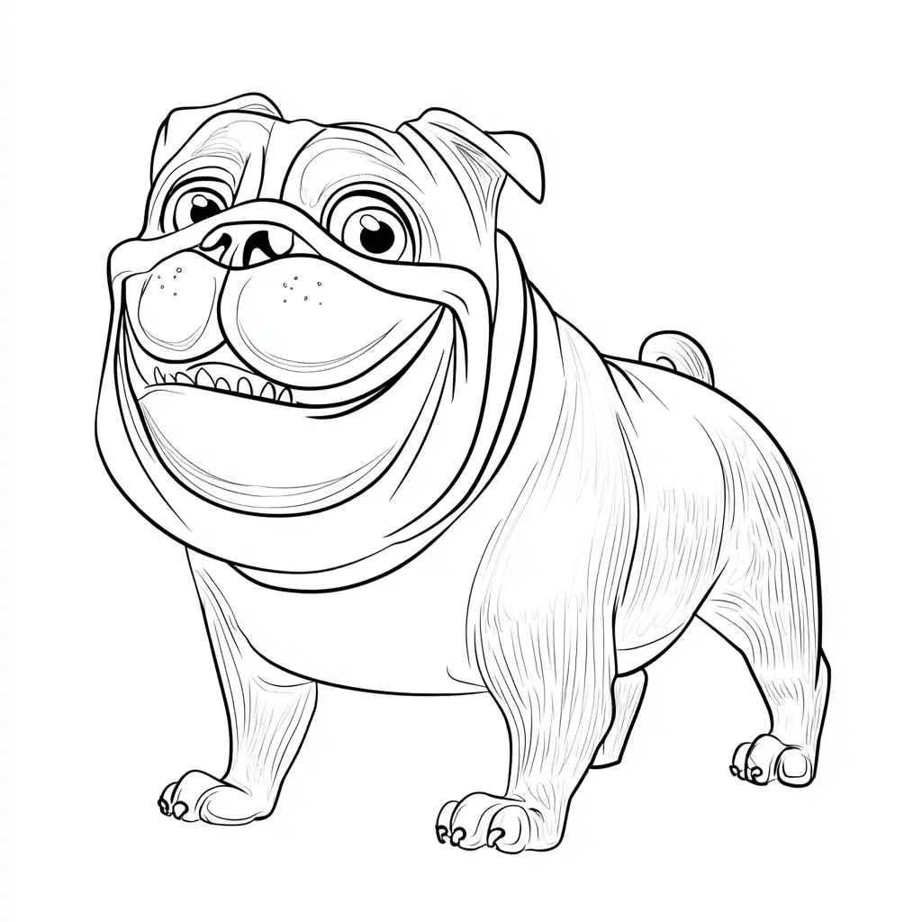 Dibujo de ilustración amigable de bulldog inglés para colorear