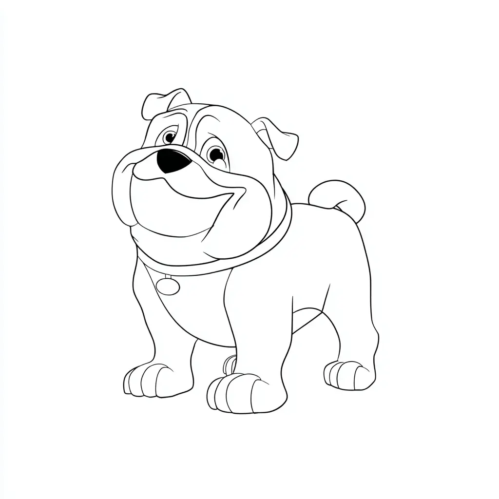 Dibujo de bulldog inglés de estilo infantil para colorear