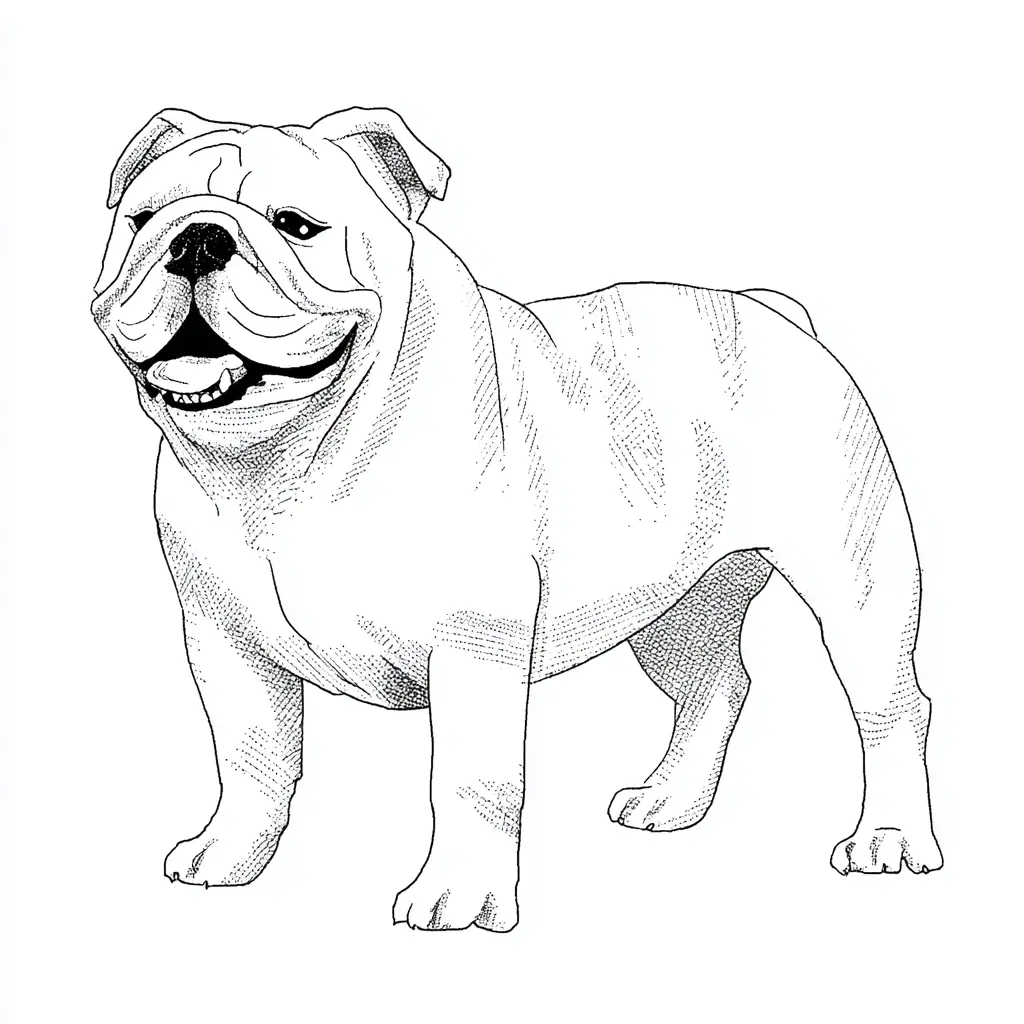 Dibujo de bulldog inglés estilo puntillismo para colorear