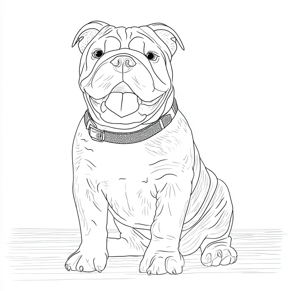 Dibujo de bulldog inglés semi-realista para colorear
