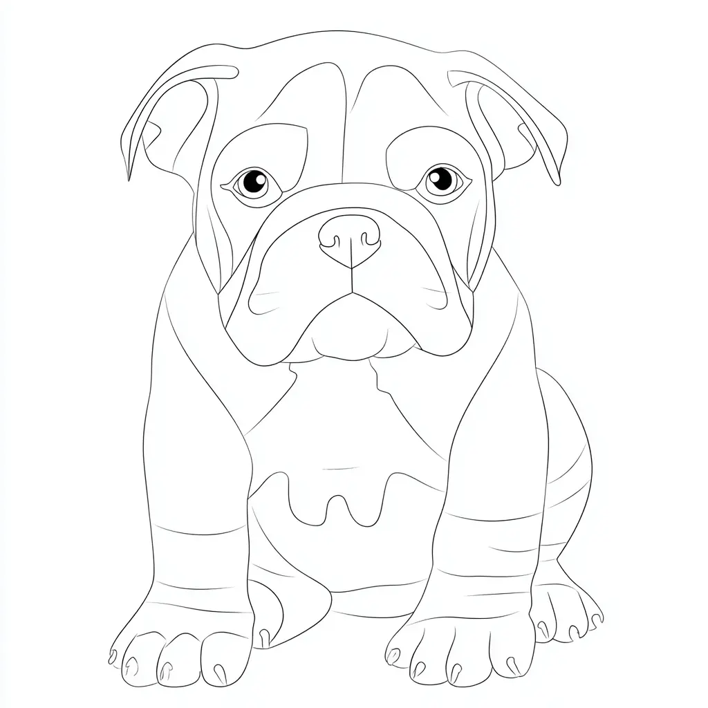 Dibujo de boceto sencillo de bulldog inglés para colorear