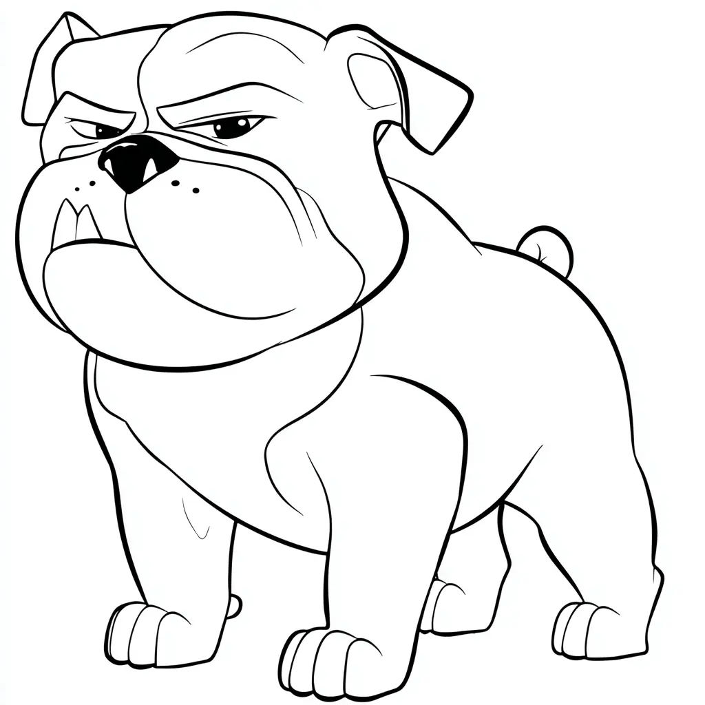 Dibujo de bulldog inglés gruñón cartoon para colorear