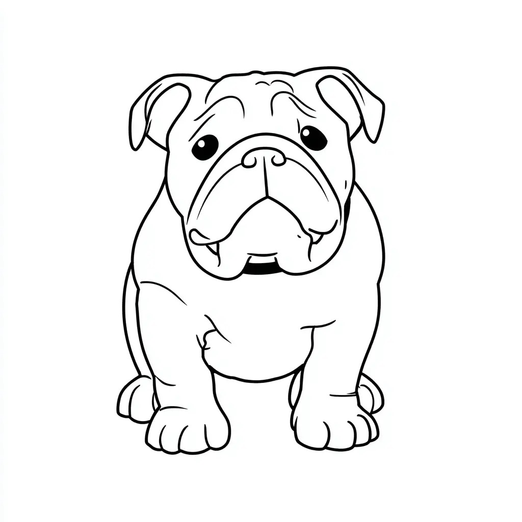 Dibujo de figura simple de bulldog inglés para colorear