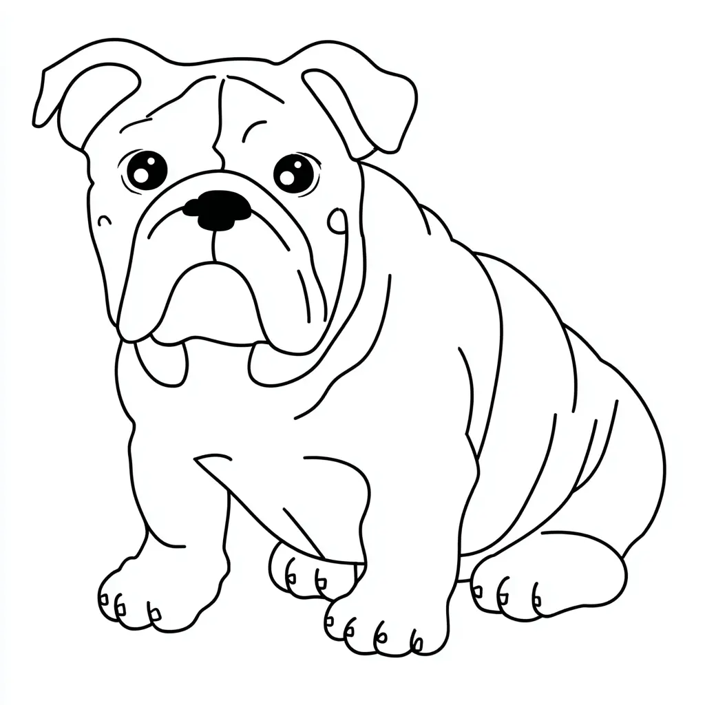 Dibujo de figura fácil de bulldog inglés para colorear