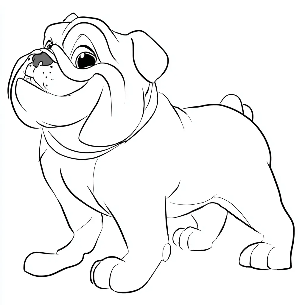 Dibujo de bulldog inglés amigable cartoon para colorear