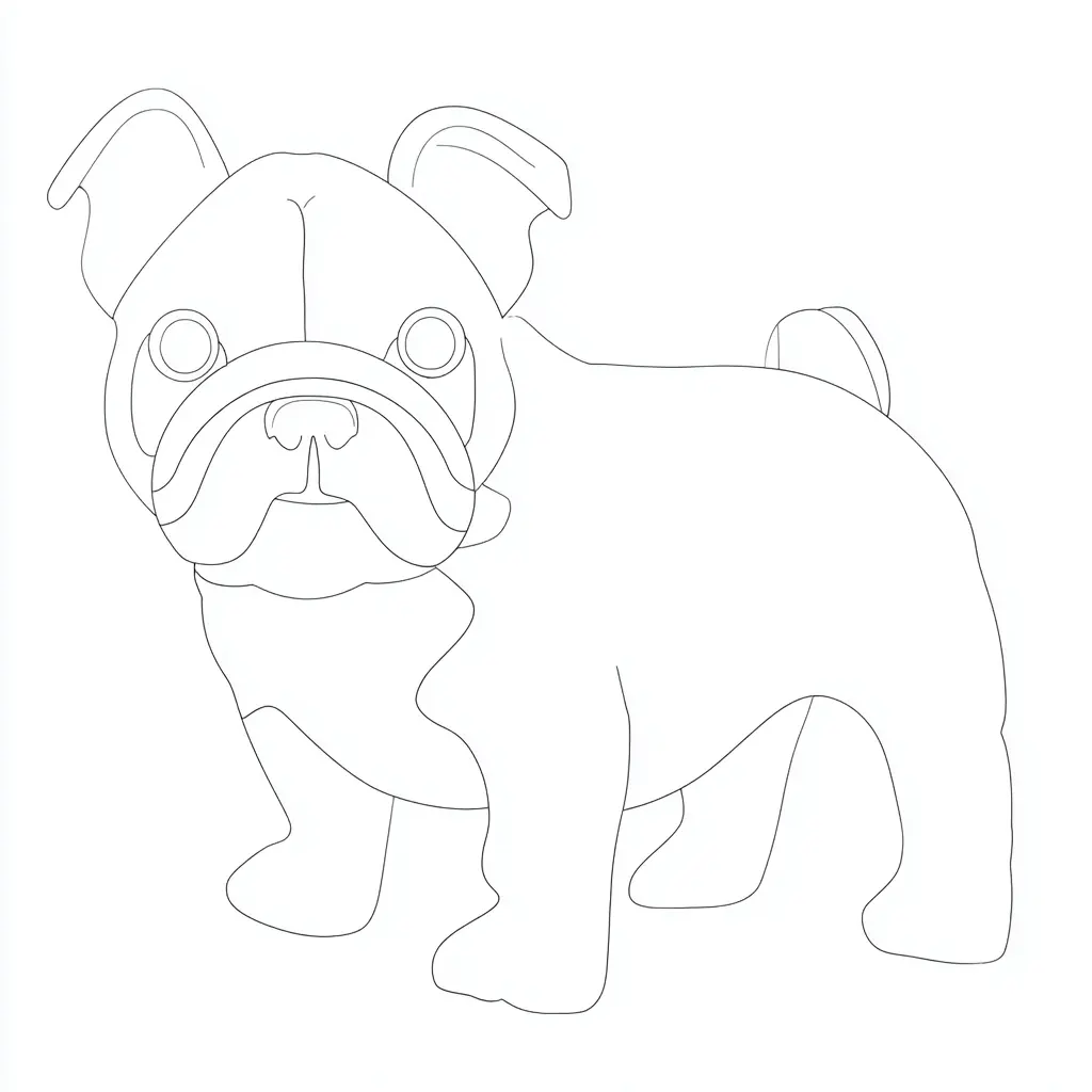 Dibujo de forma simple de bulldog inglés para colorear