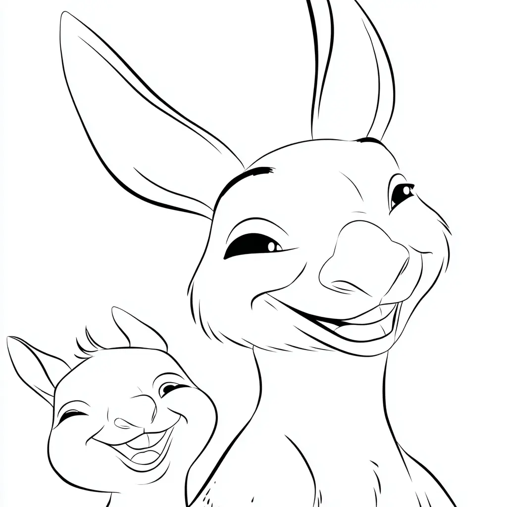 Dibujo de canguros en caricatura para colorear Dibujo de canguros en caricatura para colorear